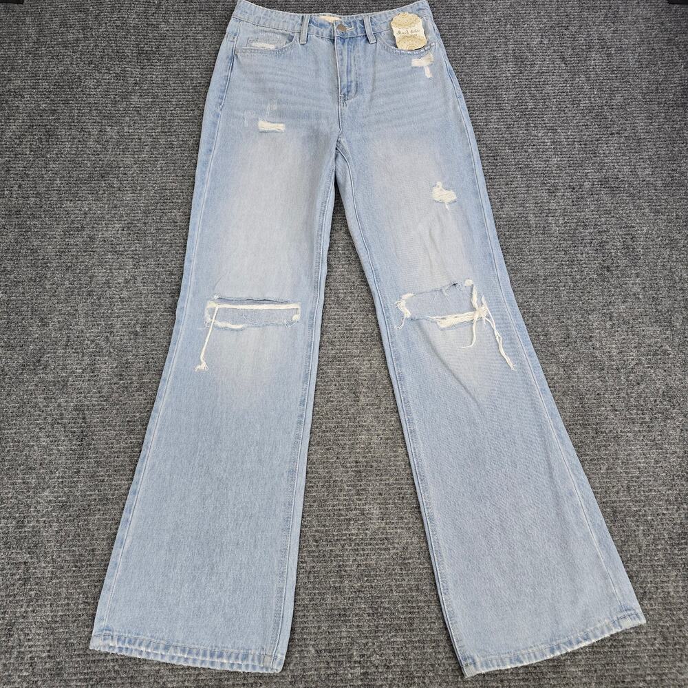 Altar’d State Jeans Womens 27 Light Wash Distressed Wide Leg NWT Boho
